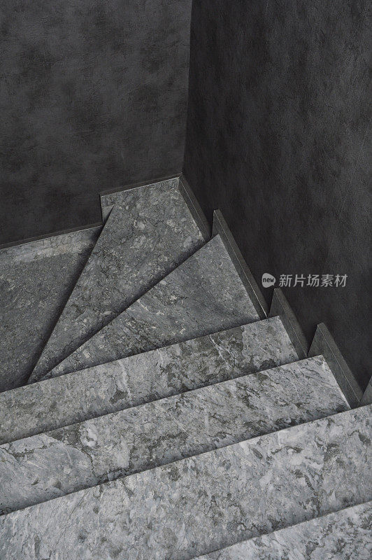 现代建筑室内，花岗岩岩石楼梯