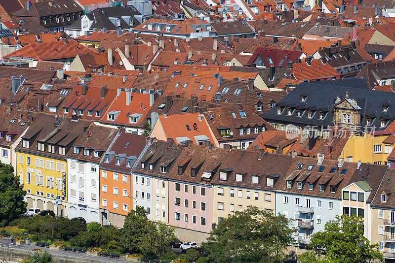 德国维尔茨堡的Mainbrucke鸟瞰图和城市景观