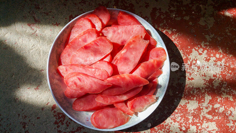 中国食物:香肠片