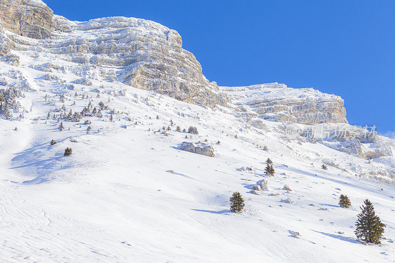 登特·杜·克罗尔斯，格勒诺布尔的标志性山峰，积雪覆盖。