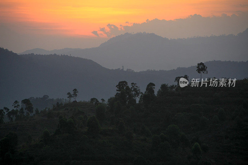 亚齐，seulawah山之间的日出景象