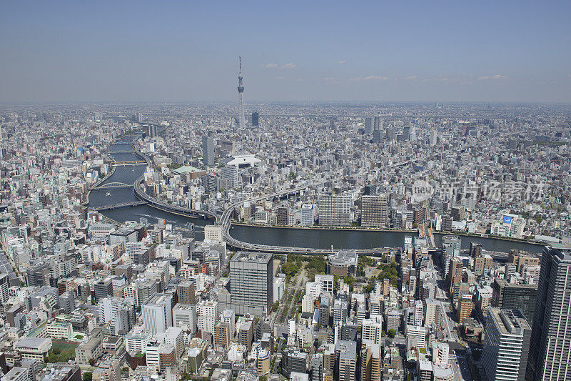 东京中央区滨町站西南向东北方向的航拍图