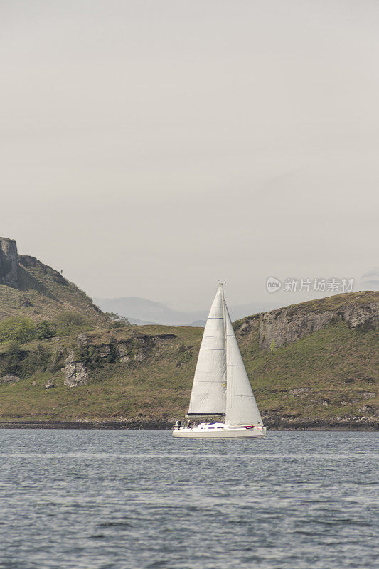 英国苏格兰格拉斯哥奥本海岸的帆船