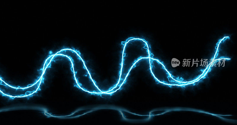 抽象的明亮的蓝色线条光能电神奇的反射和火抽象的背景