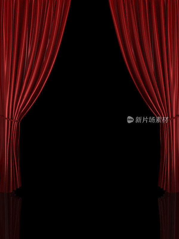 黑色背景的红色舞台窗帘