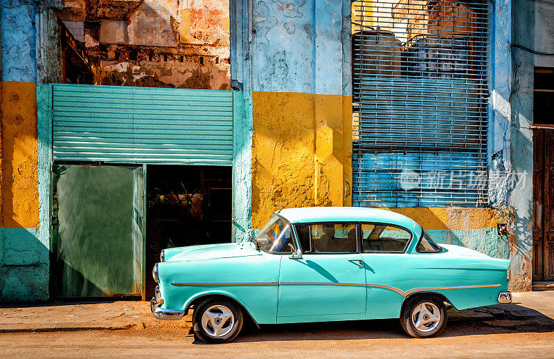 哈瓦那大街上的美国老爷车