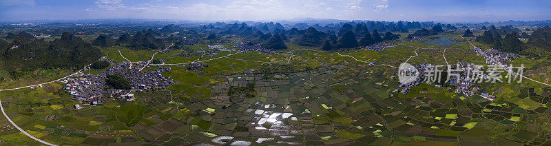 喀斯特地区农村日落，阳朔，中国桂林