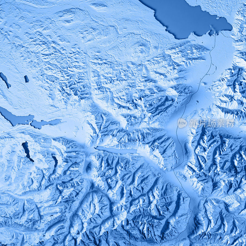 圣加伦广州瑞士3D渲染地形图蓝色
