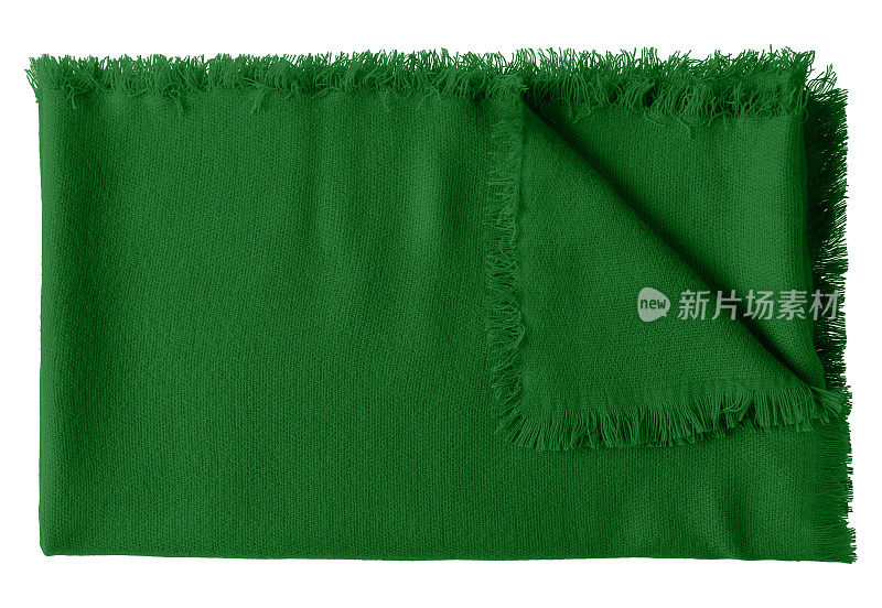 绿色折叠羊毛披肩毯子孤立在白色