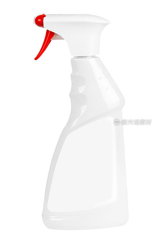 白色空白塑料喷雾清洁剂瓶模型与空白标签为您的设计