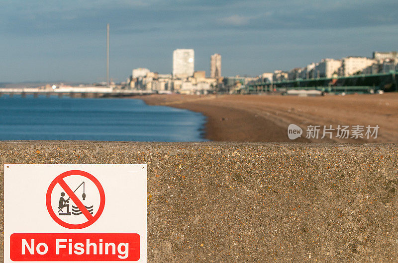 英国布赖顿禁止钓鱼的标志