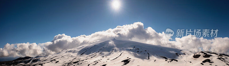 冰岛Snaefellsjokull冰川火山山峰全景Snæfellsjökull