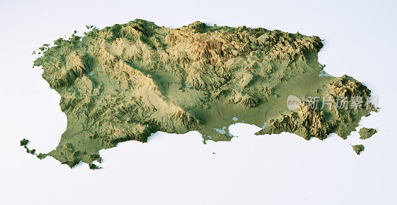 撒丁岛地形图3D视图彩色隔离