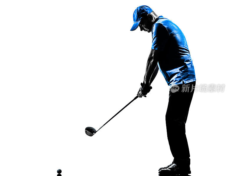 男子高尔夫球手高尔夫挥杆剪影