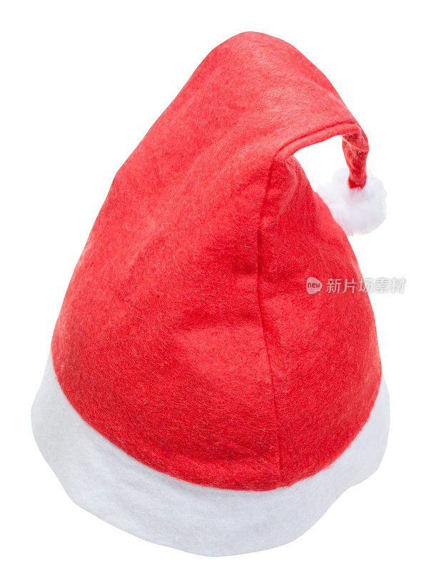 传统圣诞老人的帽子上孤立着白色的红色
