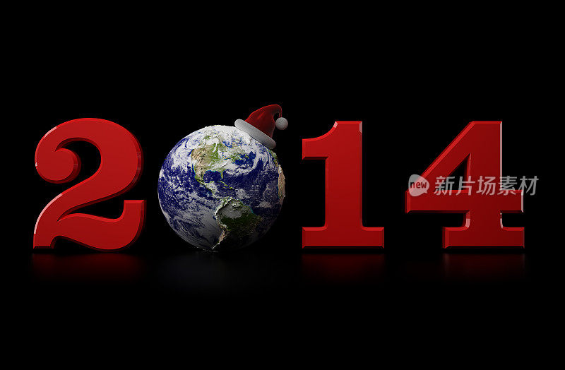 带着地球和圣诞老人帽的新年概念