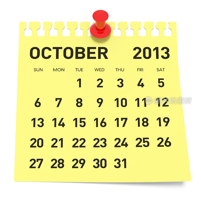 2013年10月-日历