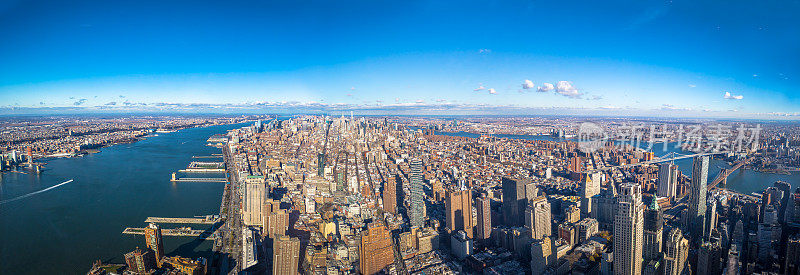 全景鸟瞰整个曼哈顿-纽约，美国