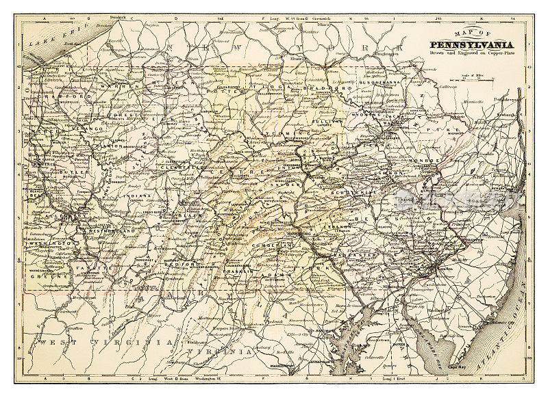 宾夕法尼亚州地图1885