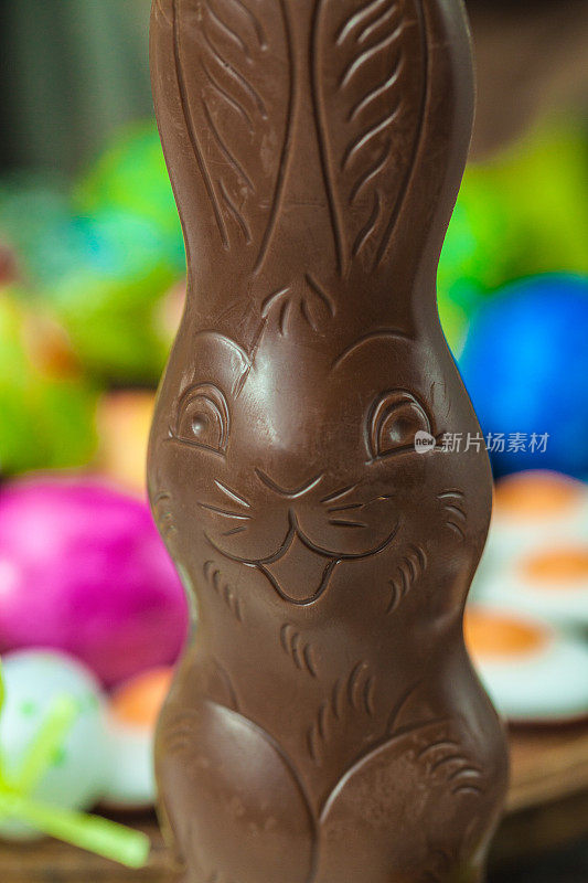 巧克力复活节兔子的特写