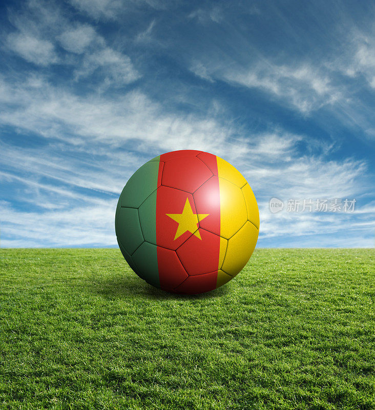 足球，带有喀麦隆国旗的足球