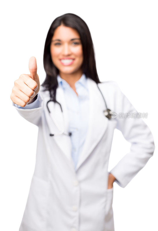 微笑的医生竖起大拇指