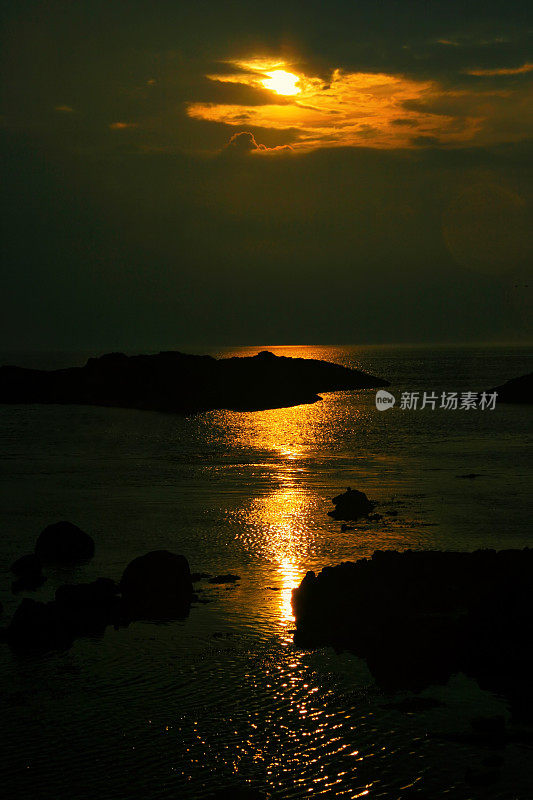 日落水上旅行背景