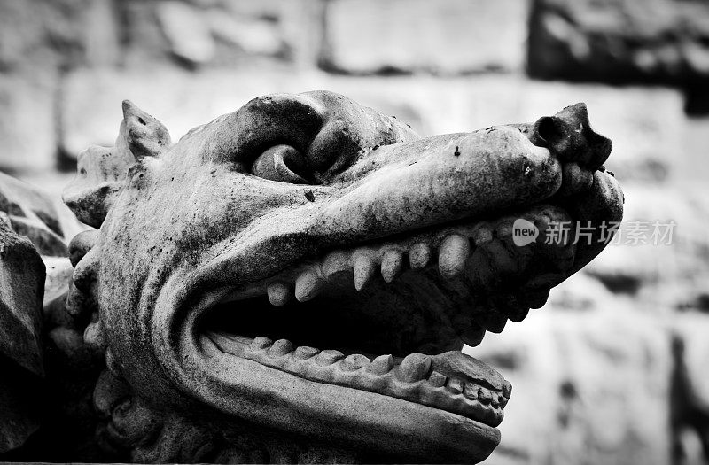 意大利佛罗伦萨的愤怒的狼的古代风格雕塑。