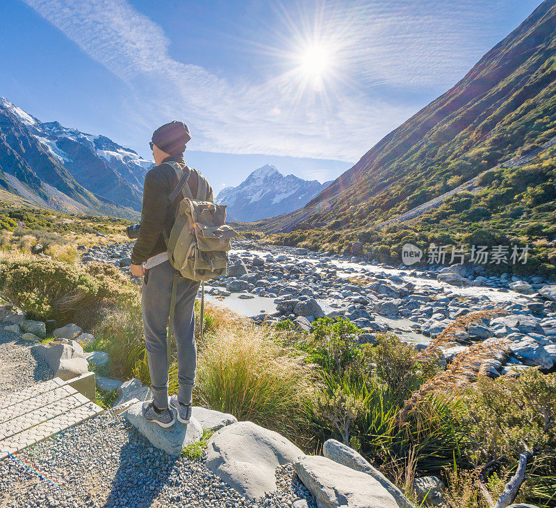 新西兰风景优美的山景拍摄于库克山