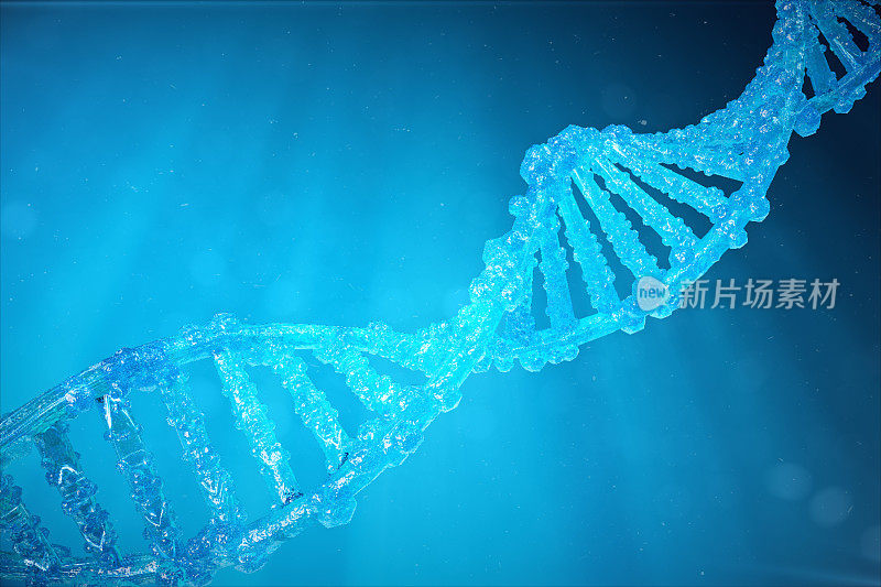 带有修饰基因的螺旋DNA分子。通过基因工程纠正突变。分子遗传学，3d插图