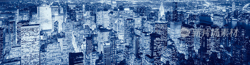 曼哈顿帝国大厦夜间鸟瞰图