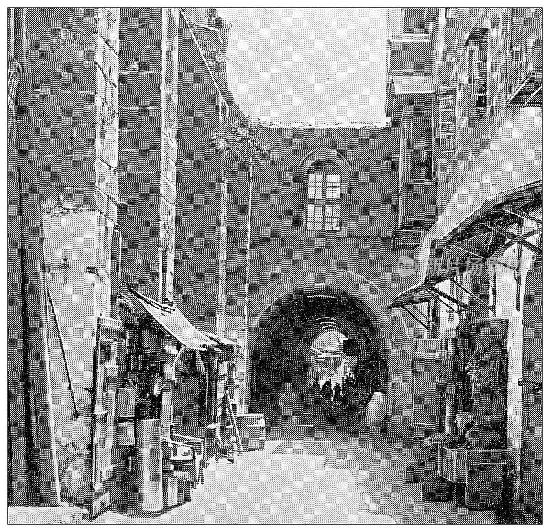 耶路撒冷和周围环境的古董旅行照片:耶路撒冷的街道