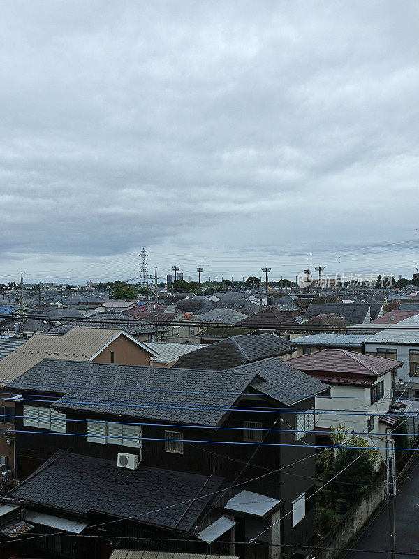 从上空拍摄郊区的一个居民区