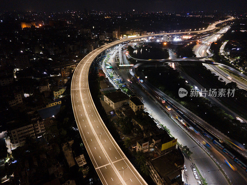 达卡高架高速公路夜景