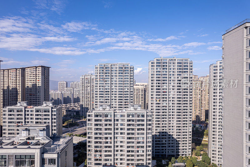 城市高层住宅的鸟瞰图