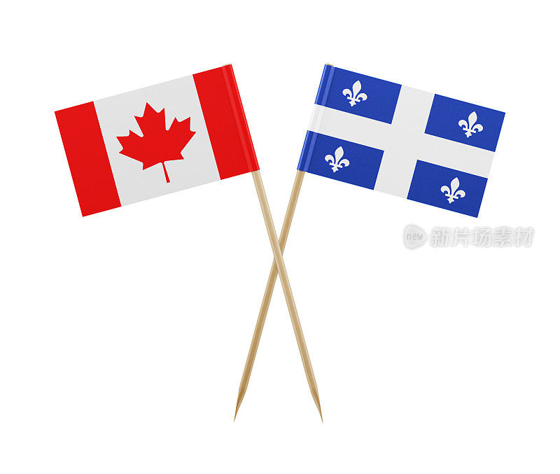 牙签上的小加拿大和魁北克国旗
