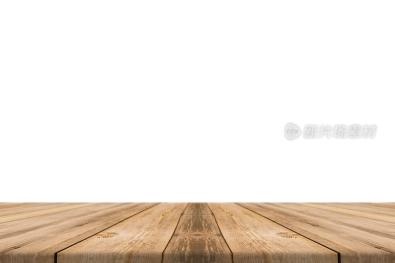 空轻木桌面孤立在白色背景。