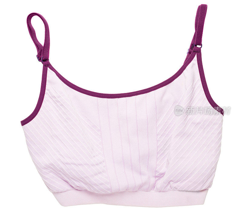 紫色和粉红色的运动胸罩上的白色