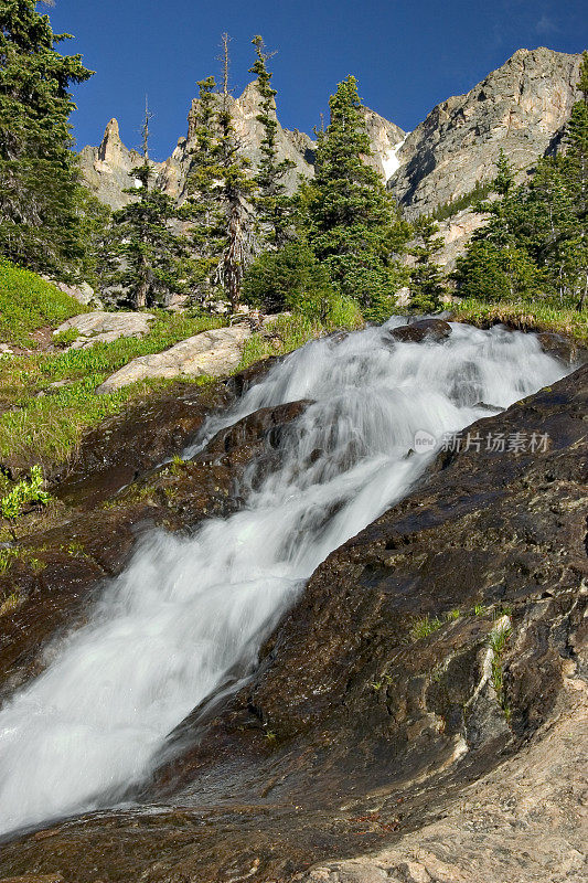 廷德尔溪瀑布在洛基山国家公园，科罗拉多州