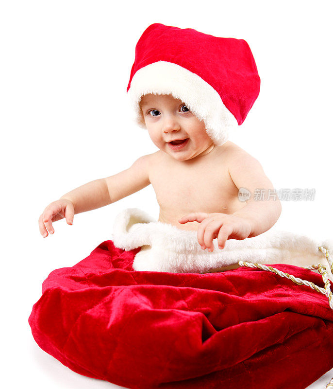 可爱的小圣诞老人孤立在白色