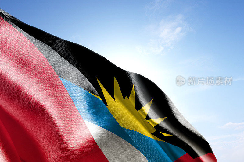 安提瓜和巴布达的旗帜在风中飘扬