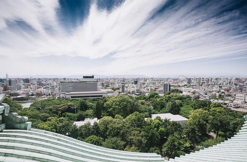 日本名古屋的轮廓,