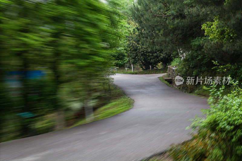 柏油路与树木在动态模糊