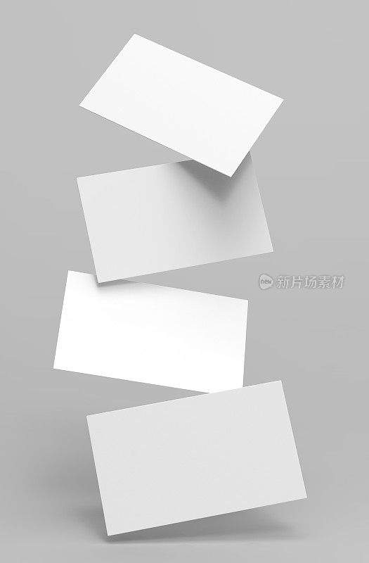 空白白色3d名片和名片模板3d渲染插图模拟和设计演示。