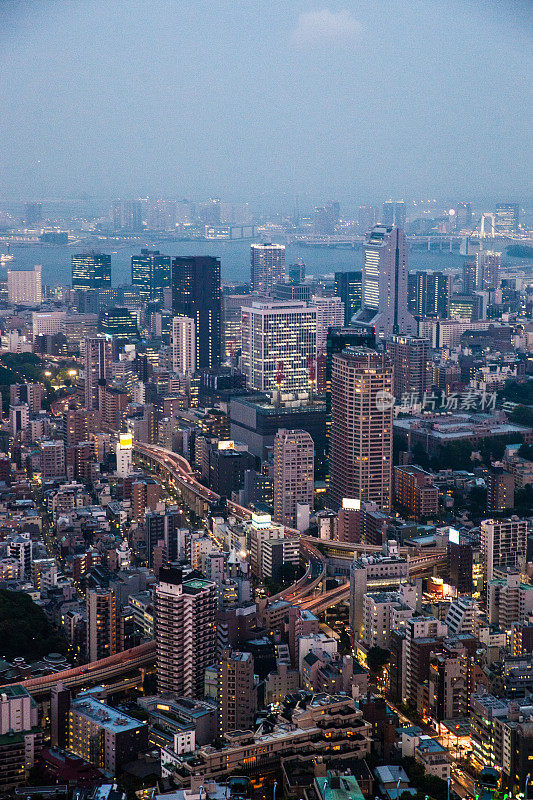 东京新宿城市景观，市中心和摩天大楼