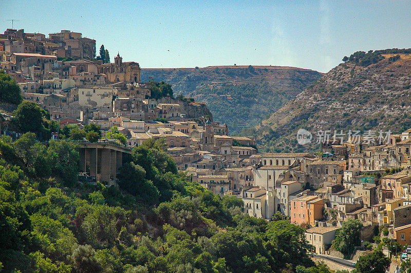拉古萨伊布拉全景，巴洛克小镇在西西里(西西里)，意大利南部