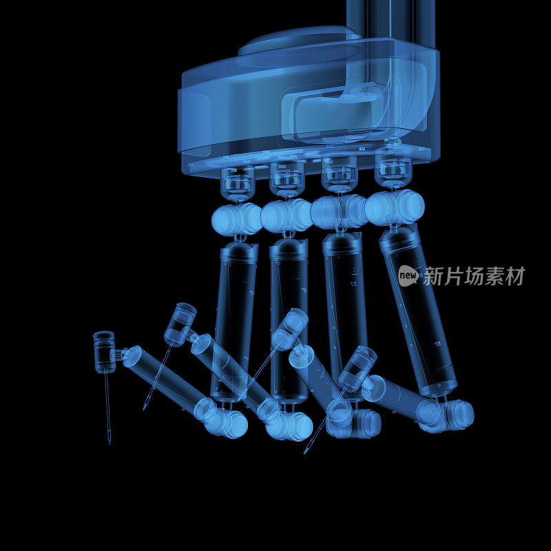 x光机器人辅助手术隔离在黑色区域