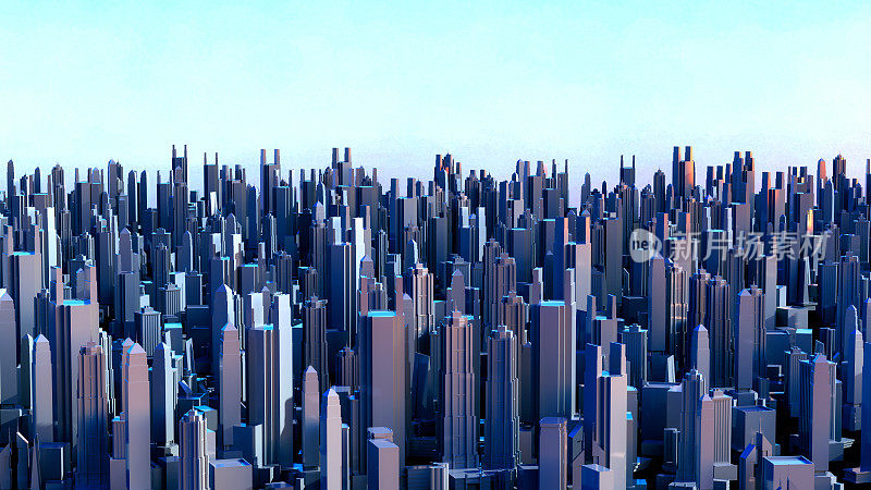城市景观摩天大楼概念背景(3d渲染)