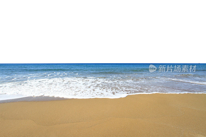沙滩上的海浪被隔离在白色透明的背景上