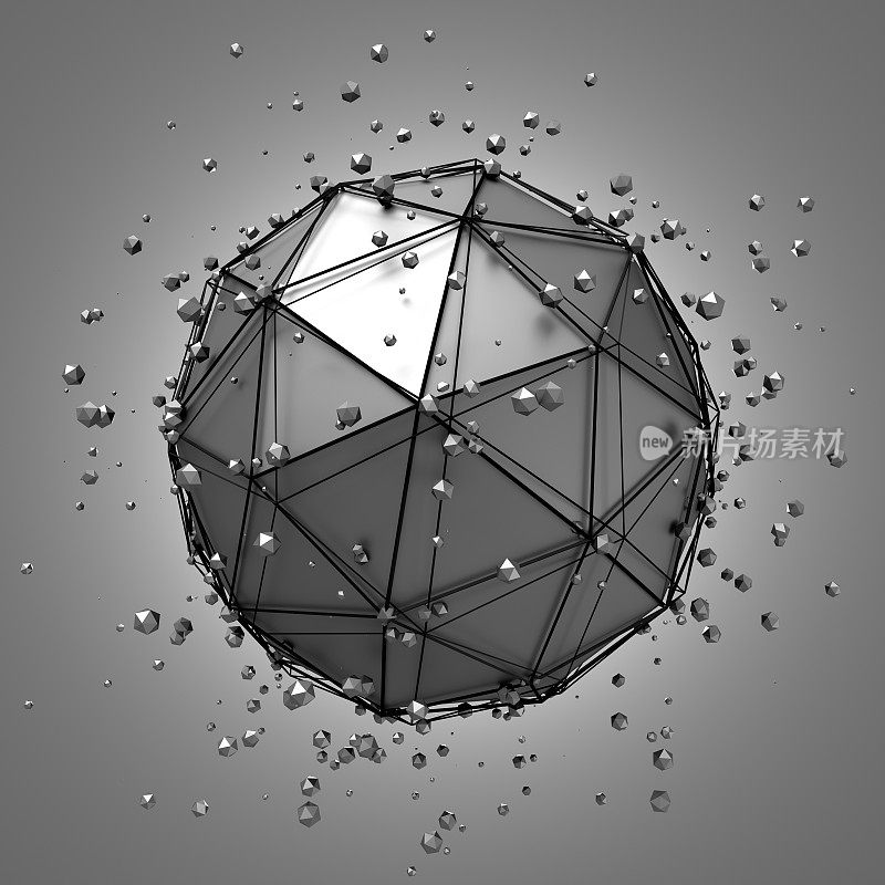 摘要低聚金属球的混沌三维渲染